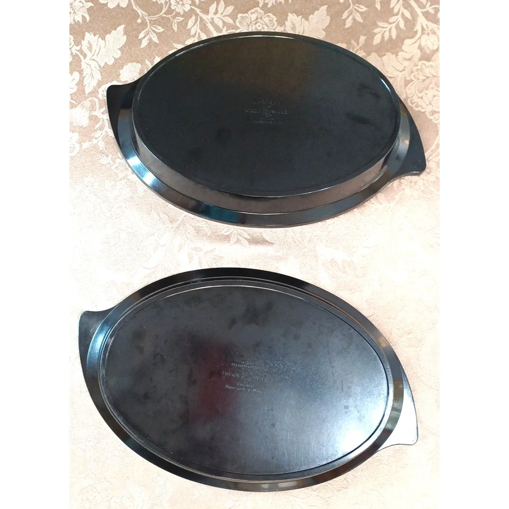 VTG 2 Nordic Ware Oval Large Heavy Serving Platters 15x9 Set #1112 USA